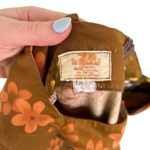 VTG 1960s Ui-Maikai Hawaiian Floral Dress Brown Sz M Tropical Luau Tiki Mumu